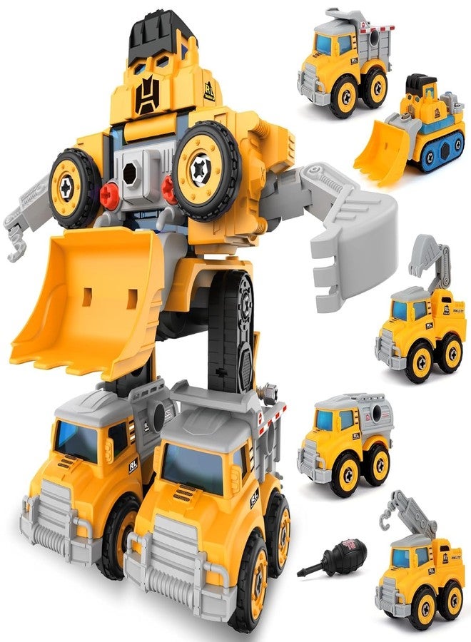 Funspark 5 in 1 Multi-Functional Construction Trucks DIY Rescue Vehicle Transformed Robot Building Set Kids Assembly Construction Fighting Toy (5 in 1 Assembling-Construction Trucks) - Image 1